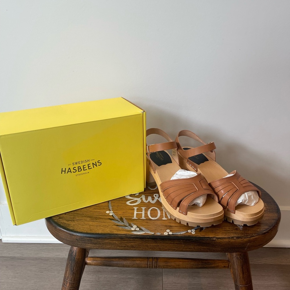 Swedish Hasbeens Nature Leather Strap Sandals